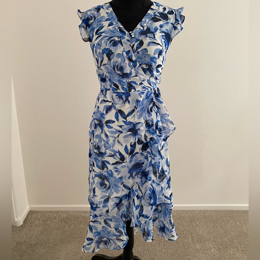 Karl Lagerfeld Blue Floral Midi Dress